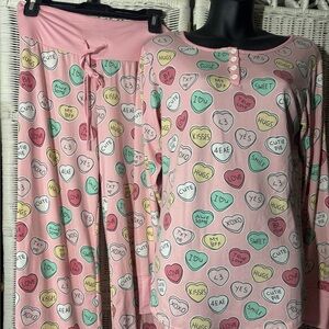 Jordan Jammie’s Valentine’s Day Sweetheart Pink Pajamas heart stretch comfy
